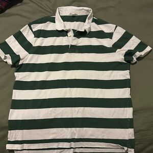 J. Crew Rugby Shirt in Green and White Stripes